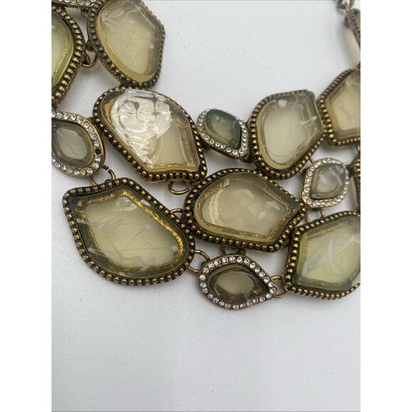 Vintage Statment Necklace Gold Tone Maximalist Chunky MCM Lucite Signed C 17" - Picture 6 of 11